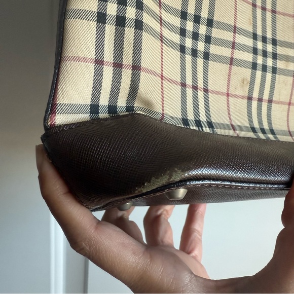 BURBERRY Nova Check Tote Bag Canvas Leather - Picture 3 of 13